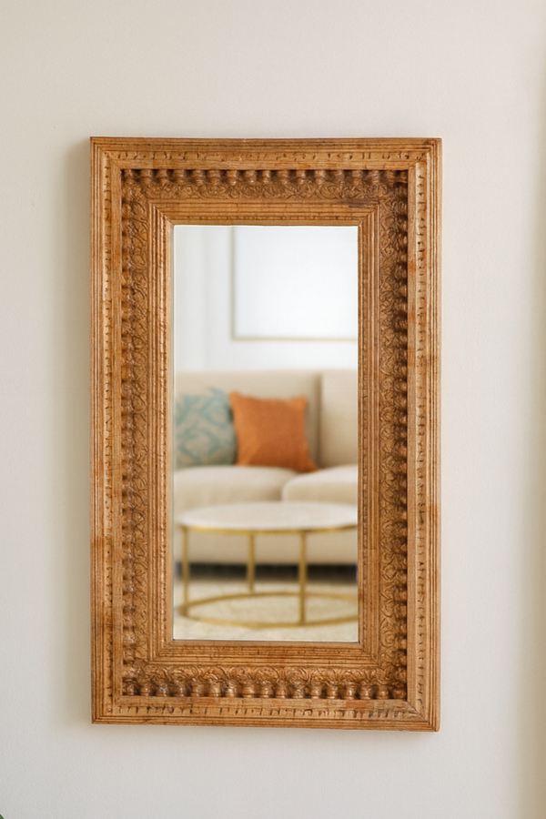 Handcrafted wooden mirror frame