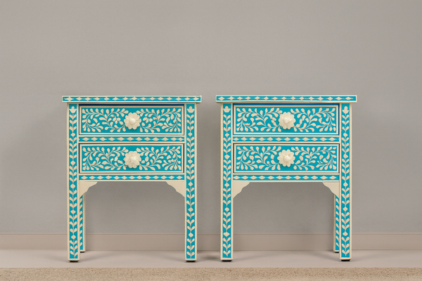 Bone Inlay Side Tables Bedroom Furniture India